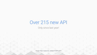 Over 215 new API
Only since last year!
Source: https://youtu.be/_ssDaecATCM?t=1075
 