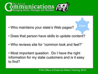 States Who maintains your state’s Web pages?
