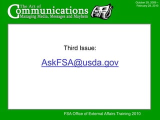 FSA Office of External Affairs Training 2010