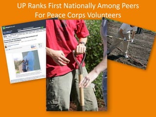 University Relations11UP Ranks First Nationally Among PeersFor Peace Corps Volunteers 