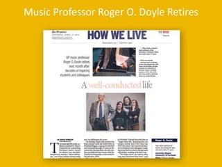 University Relations23Music Professor Roger O. Doyle Retires