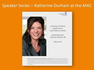 University Relations28Speaker Series – Katherine Durham at the MAC