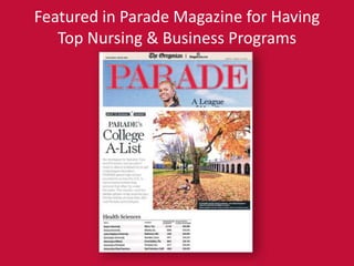 University Relations36Featured in Parade Magazine for HavingTop Nursing & Business Programs