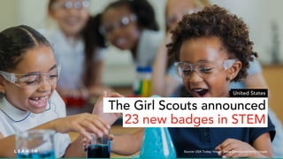 d
d
The Girl Scouts announced
23 new badges in STEM
Source: USA Today; Image: Steve Debenport/Getty Images
United States
 