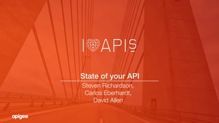 1
State of your API!
Steven Richardson,
Carlos Eberhardt,
David Allen

 