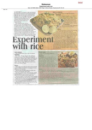 Statesman
                                           Experiment with rice
               Date: 12-07-2009 | Edition: Delhi | Page: 6 | Source: Bureau | Clip size (cm): W: 19 H: 22
Clip: 1 of 1
 