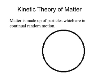 Kinetic Theory of Matter
Matter is made up of particles which are in
continual random motion.
 