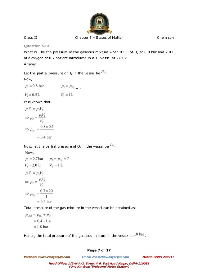 States Of Matter Exercise -with Solutions States Of Matter Exercise -with Solutions