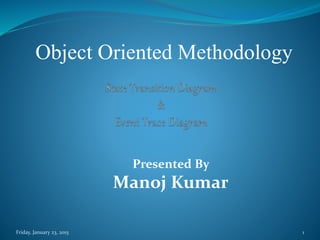 Friday, January 23, 2015 1
Presented By
Manoj Kumar
Object Oriented Methodology
 