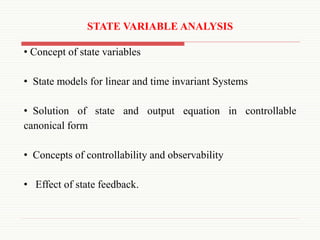 State variable analysis (observability & controllability) PPT