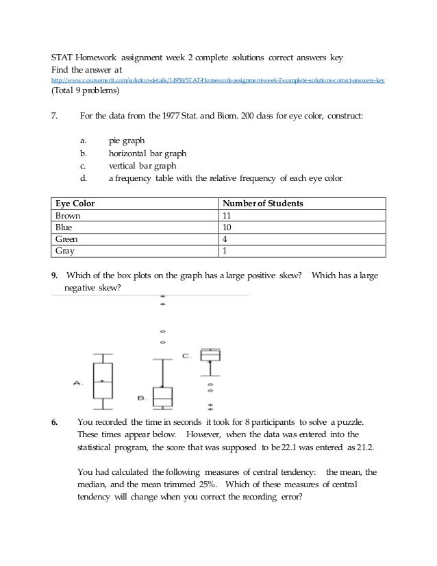 stats homework answers