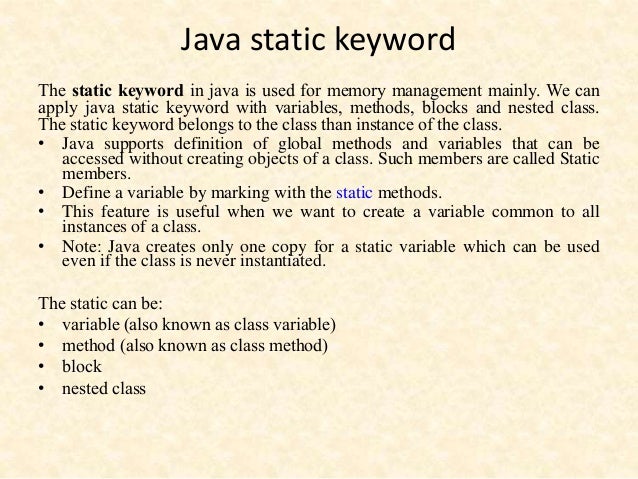 Static Keyword Ppt