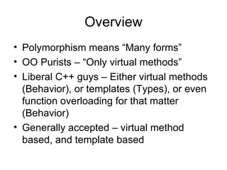 Static and Dynamic polymorphism in C++ | PPT