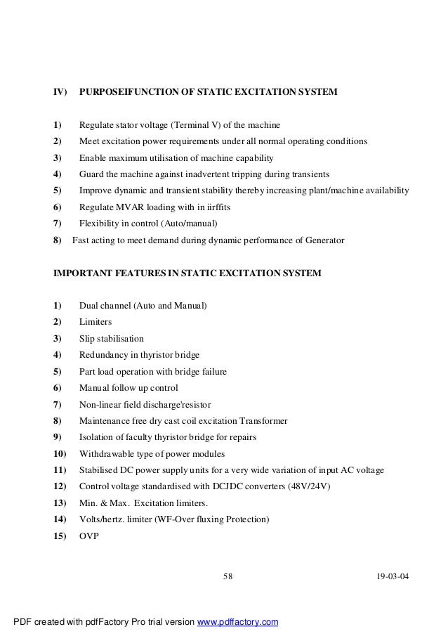 Static excitationsystem