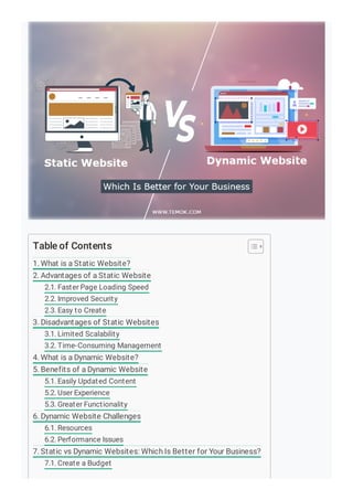 Static vs Dynamic Websites: Which Is Better for Your Business? | PDF