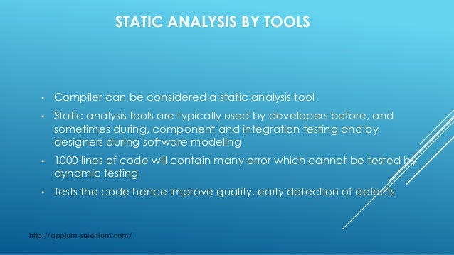 Static Analysis By Tools Static Analysis By Tools