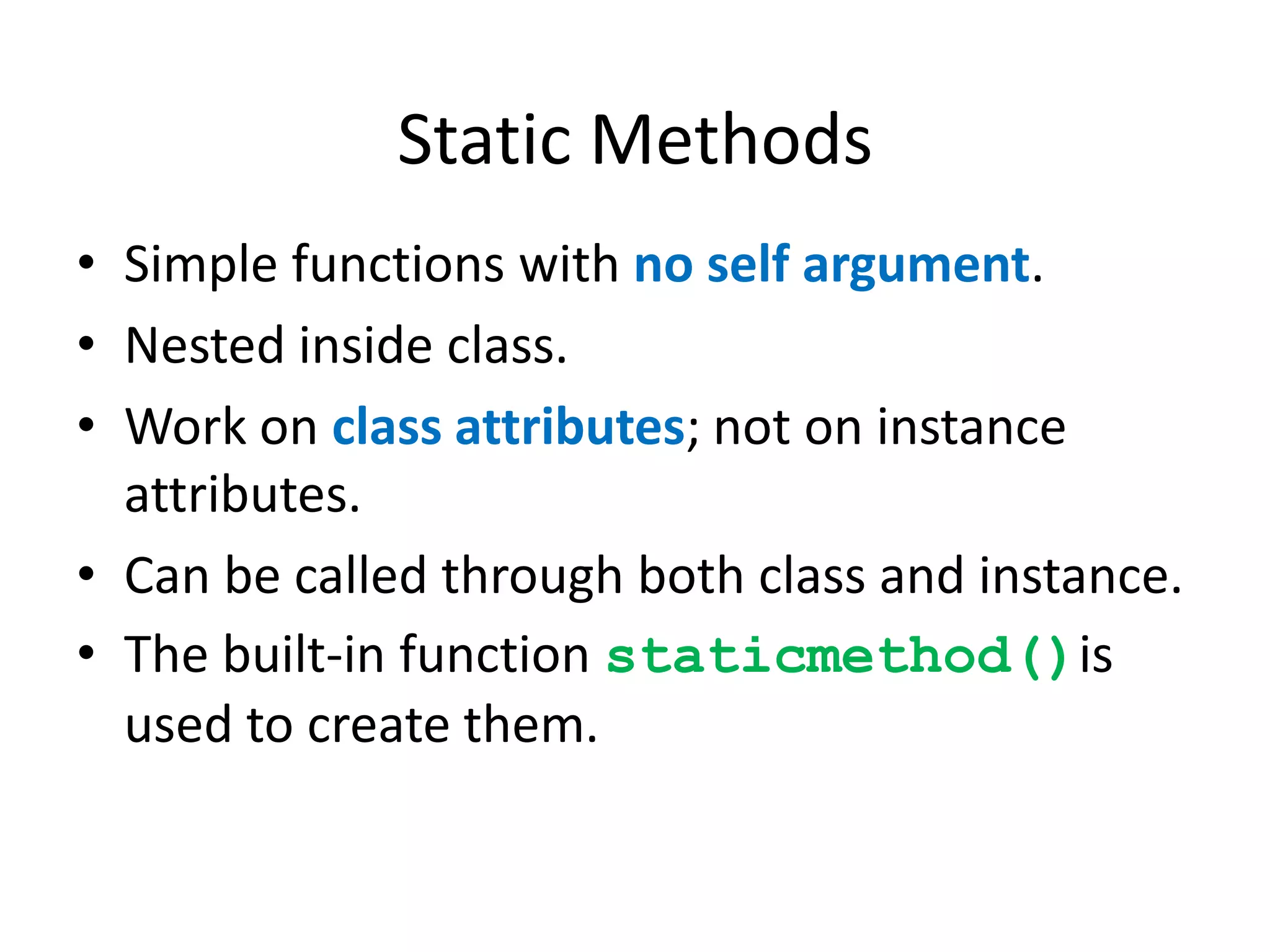 Advanced Python : Static and Class Methods | PPTX
