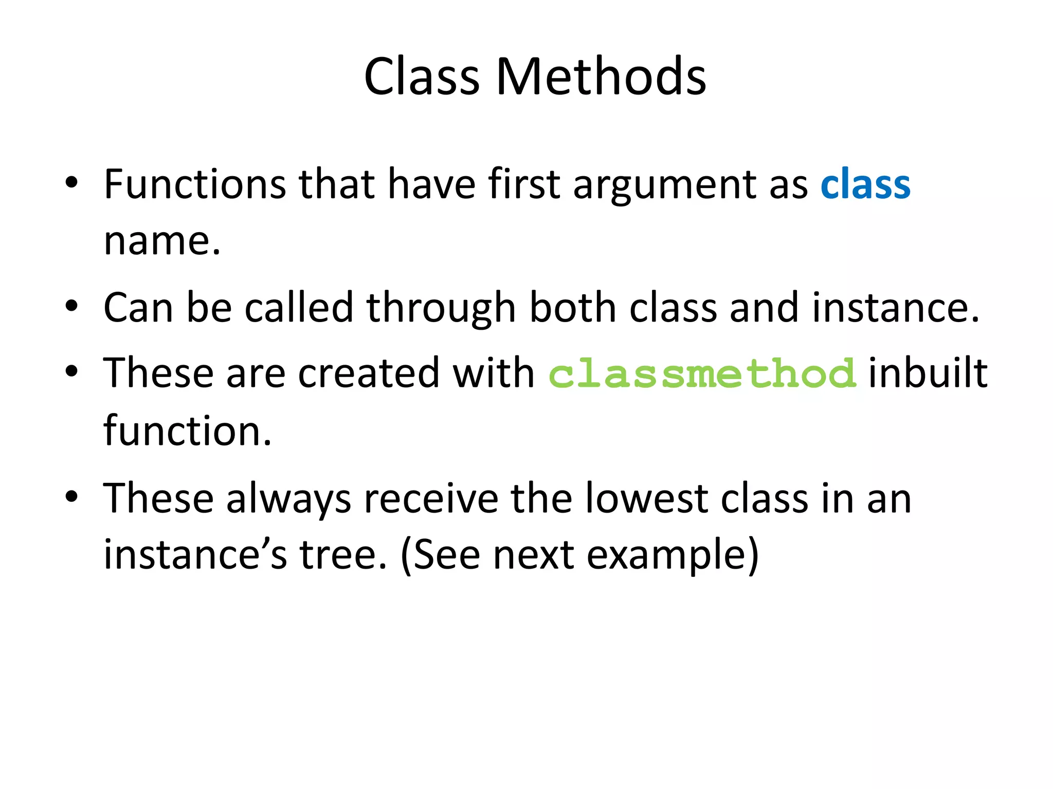Advanced Python : Static and Class Methods | PPTX