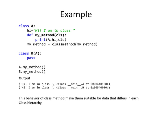 Advanced Python : Static and Class Methods | PPTX