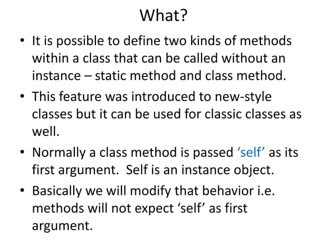 Advanced Python : Static and Class Methods | PPTX