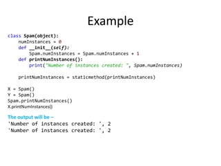 Advanced Python : Static and Class Methods | PPT