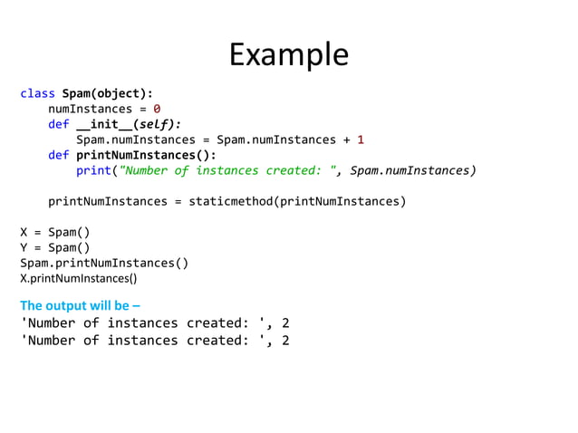 Advanced Python : Static and Class Methods | PPT