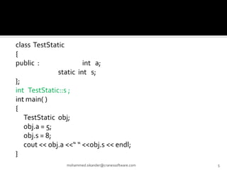 Static and const members | PPT