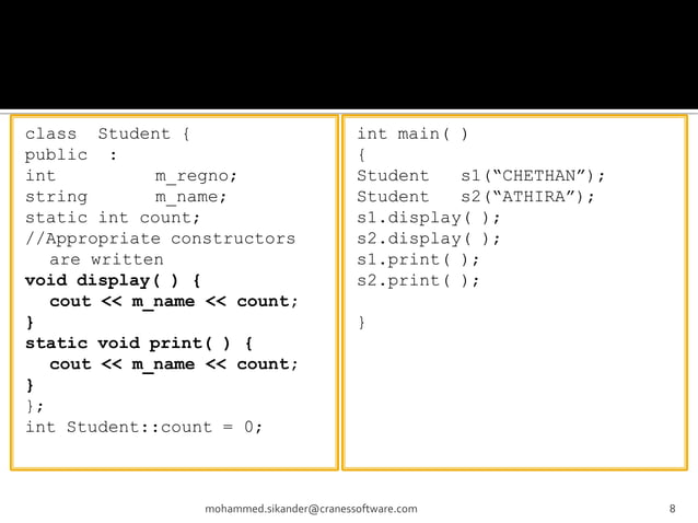 Static and const members | PPT