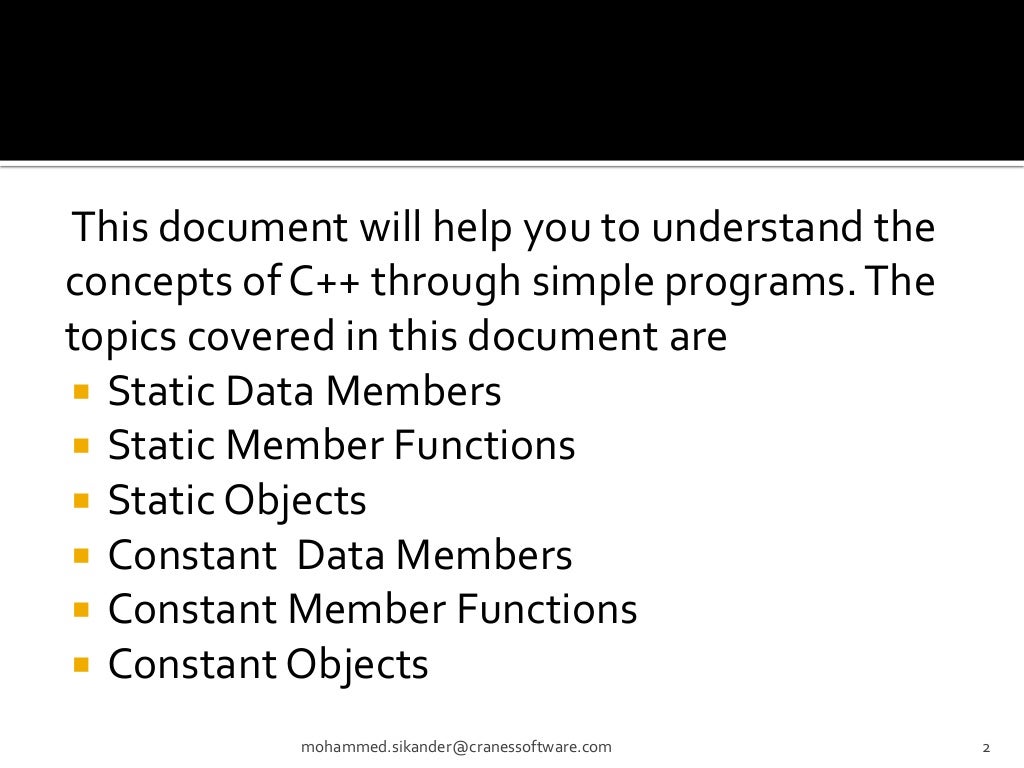 Static and const members