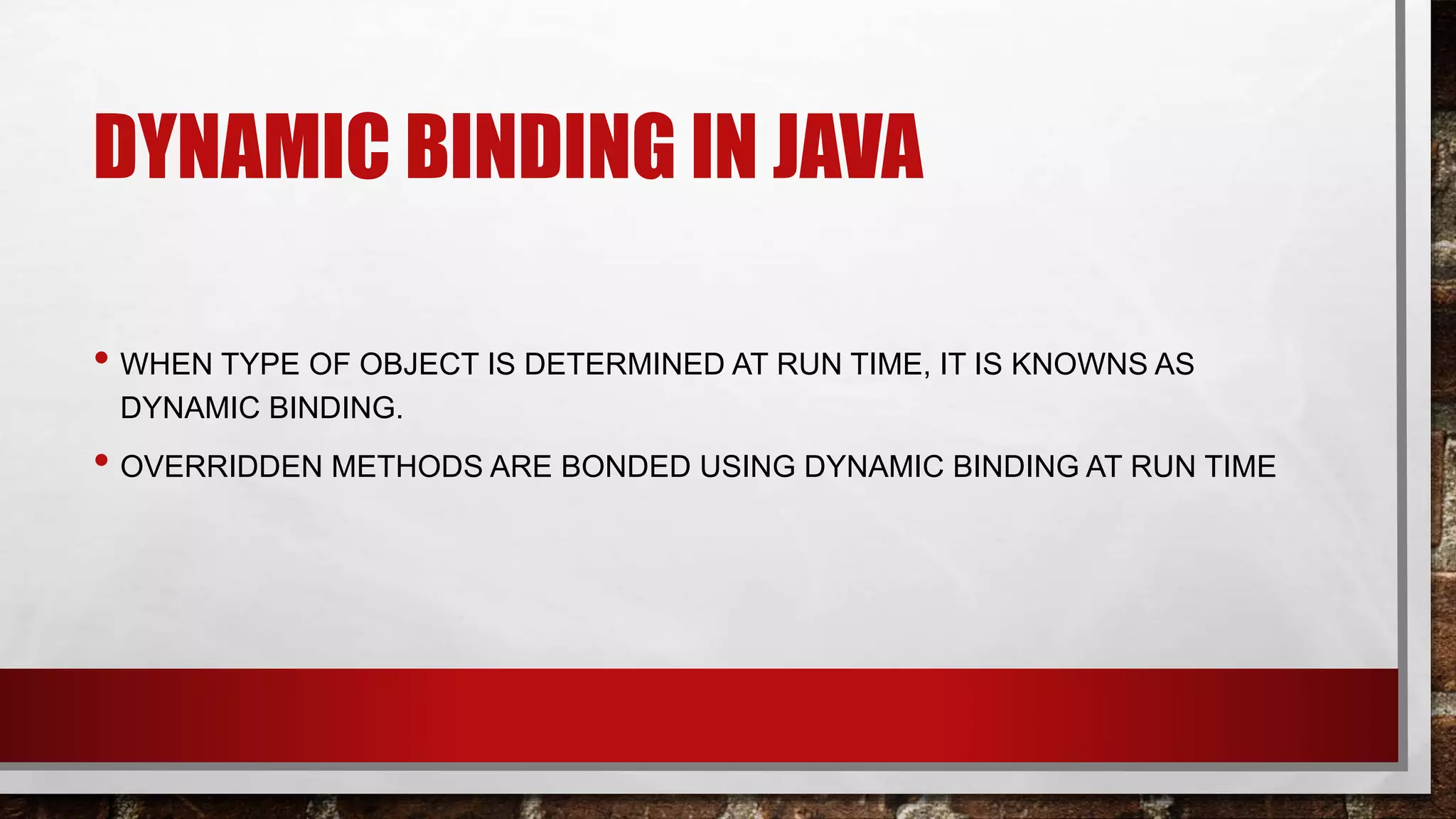 Static and dynamic binding in java | ehsanullah | PPT