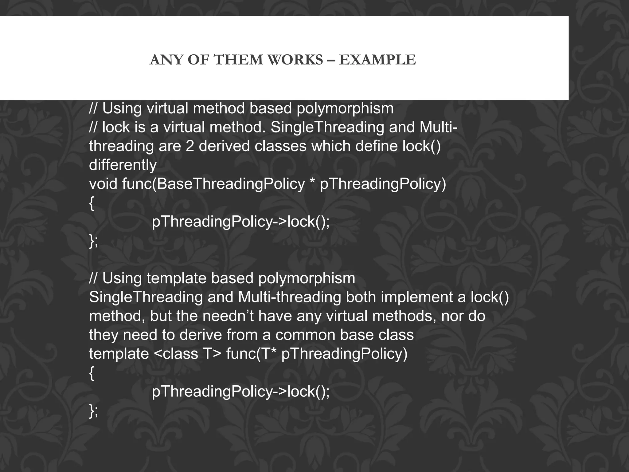 Static and dynamic polymorphism | PPT