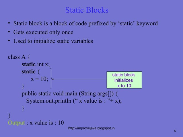 Static blocks, final variables .19