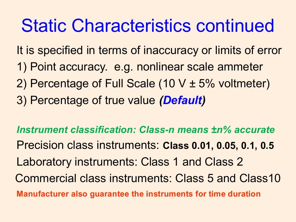 Static characteristics of Instruments