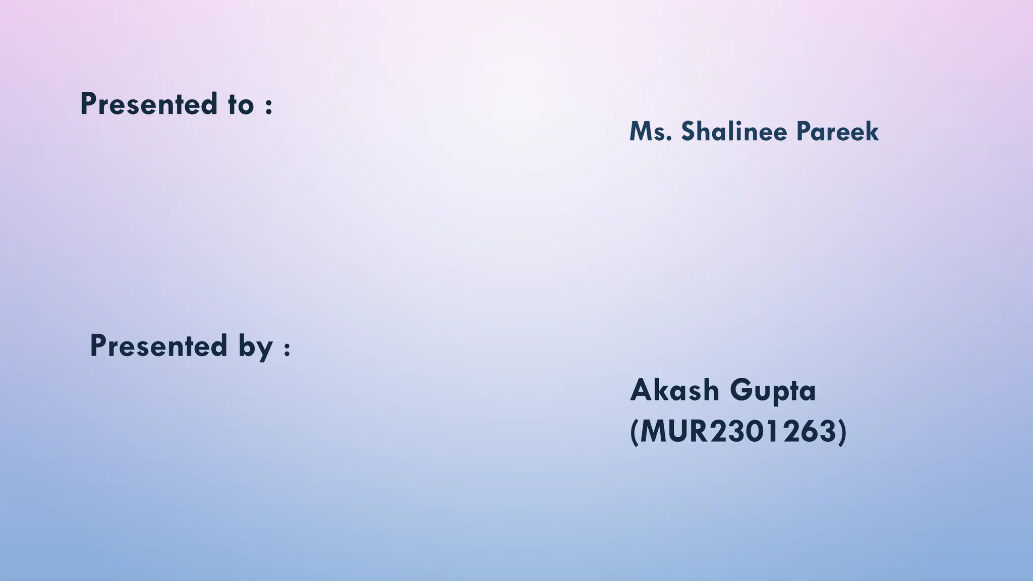 Presented to :
Akash Gupta
(MUR2301263)
Ms. Shalinee Pareek
Presented by :
 