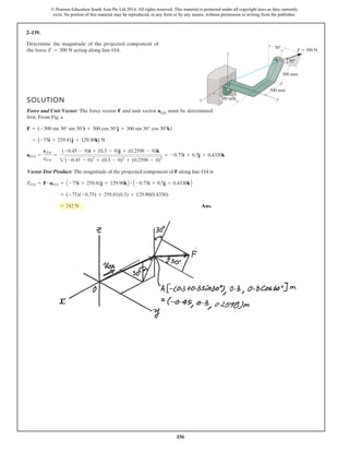 2– . Two cables are used to secure the overhang boom
in position and support the 1500-N load. If the resultant
force is di...