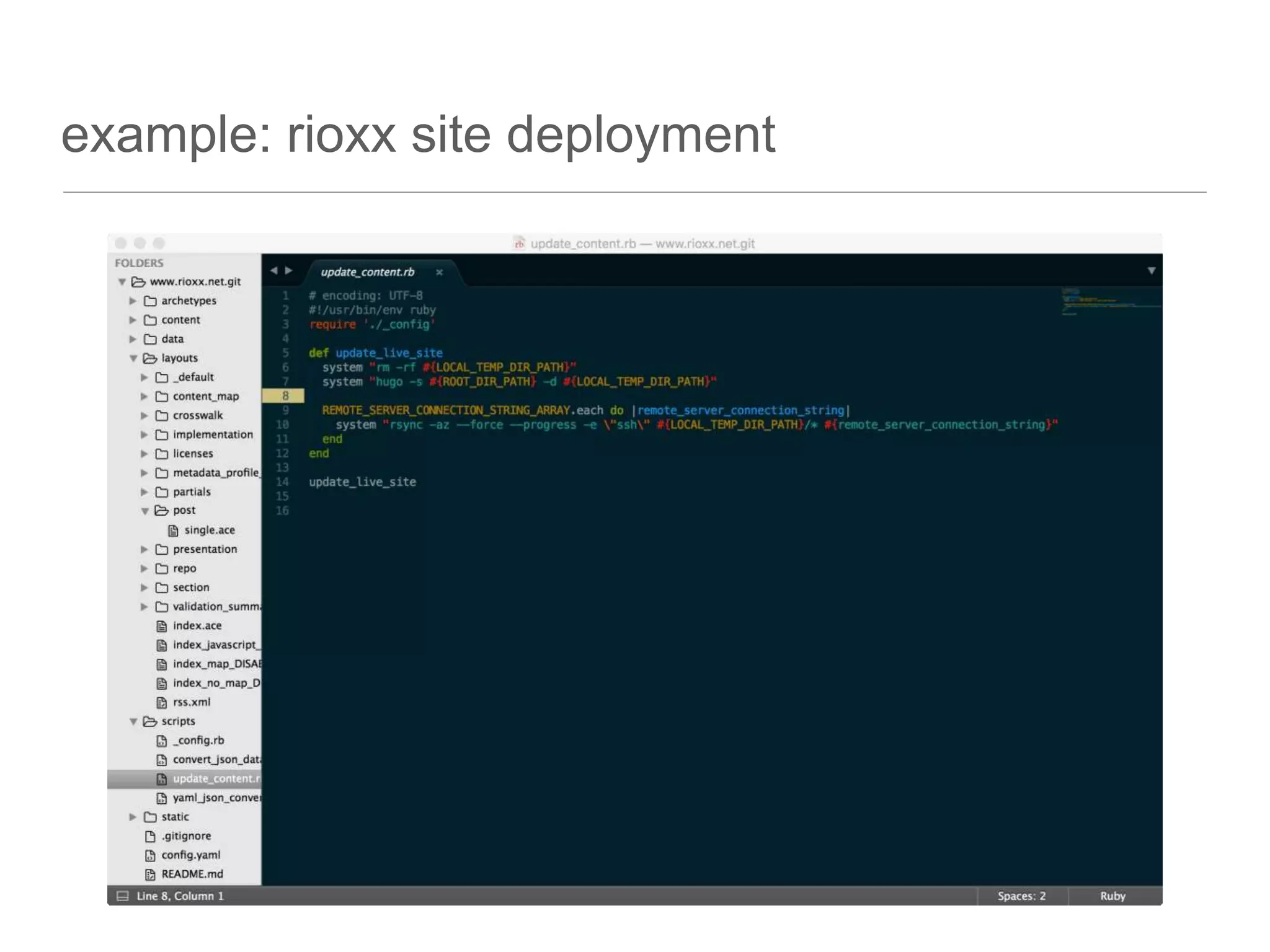 example: rioxx site deployment
 