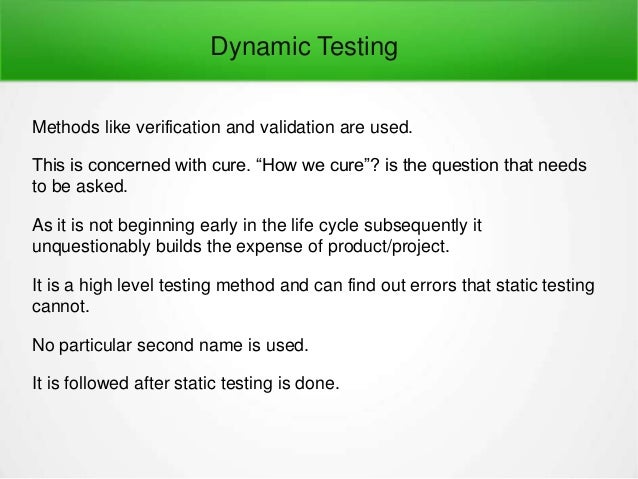Static testing vs dynamic testing