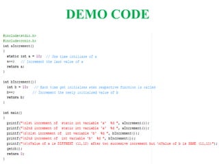Static variable | PPTX | Programming Languages | Computing