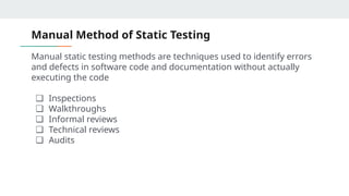Static Defect Test Static Verification Techniques S/W Q/A.pptx