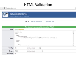 HTML Validation
 