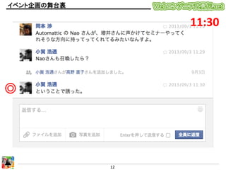 イベント企画の舞台裏	

11:30	

◎	

12	
  

 