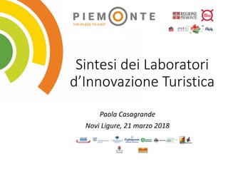 Sintesi	dei	Laboratori	
d’Innovazione	Turistica
Paola	Casagrande
Novi	Ligure,	21	marzo	2018
 