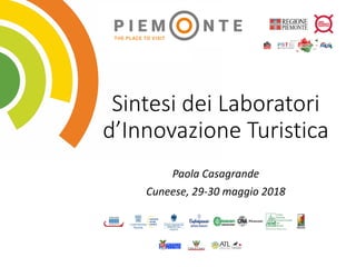 Sintesi	dei	Laboratori	
d’Innovazione	Turistica
Paola	Casagrande
Cuneese,	29-30	maggio	2018
 