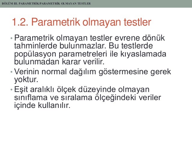 Parametrik olmayan testler