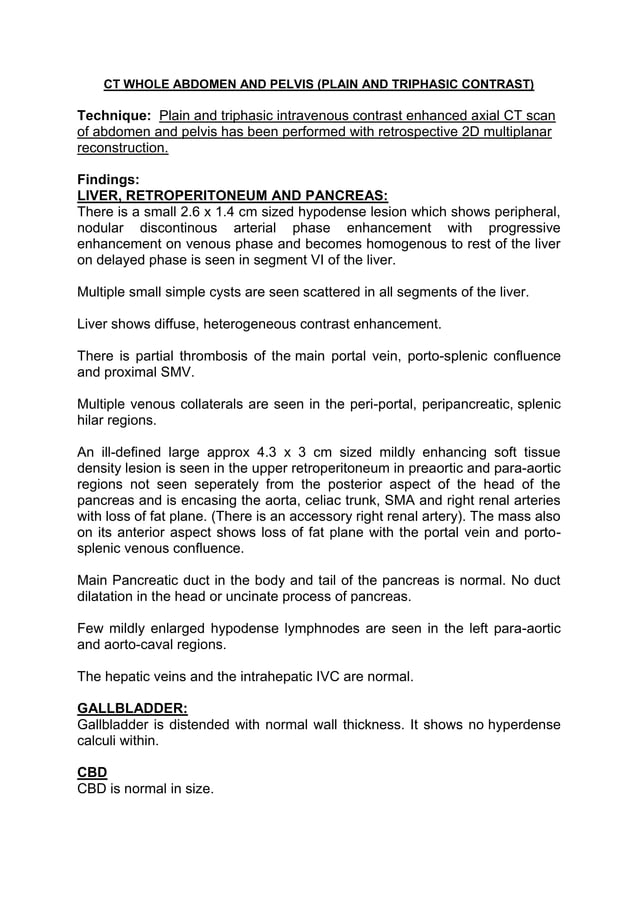 Statim healthcare CT Scan Sample Reports | PDF