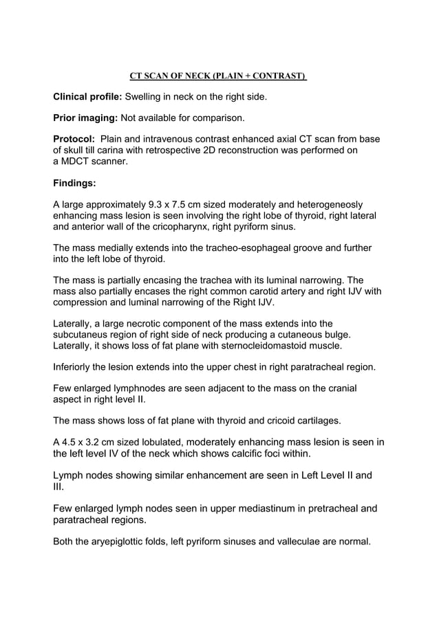 Statim healthcare CT Scan Sample Reports | PDF