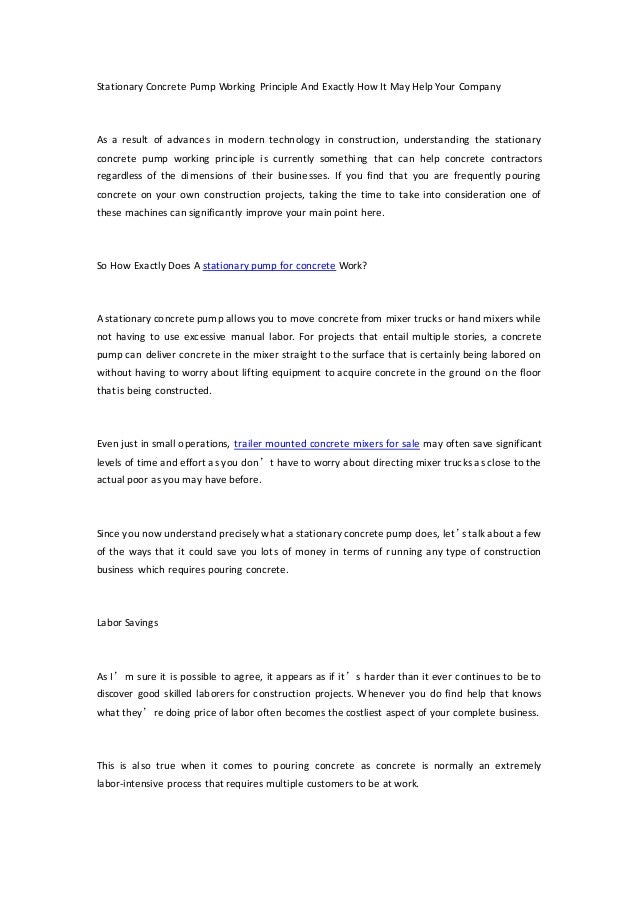 Stationary concrete pump working principle and exa