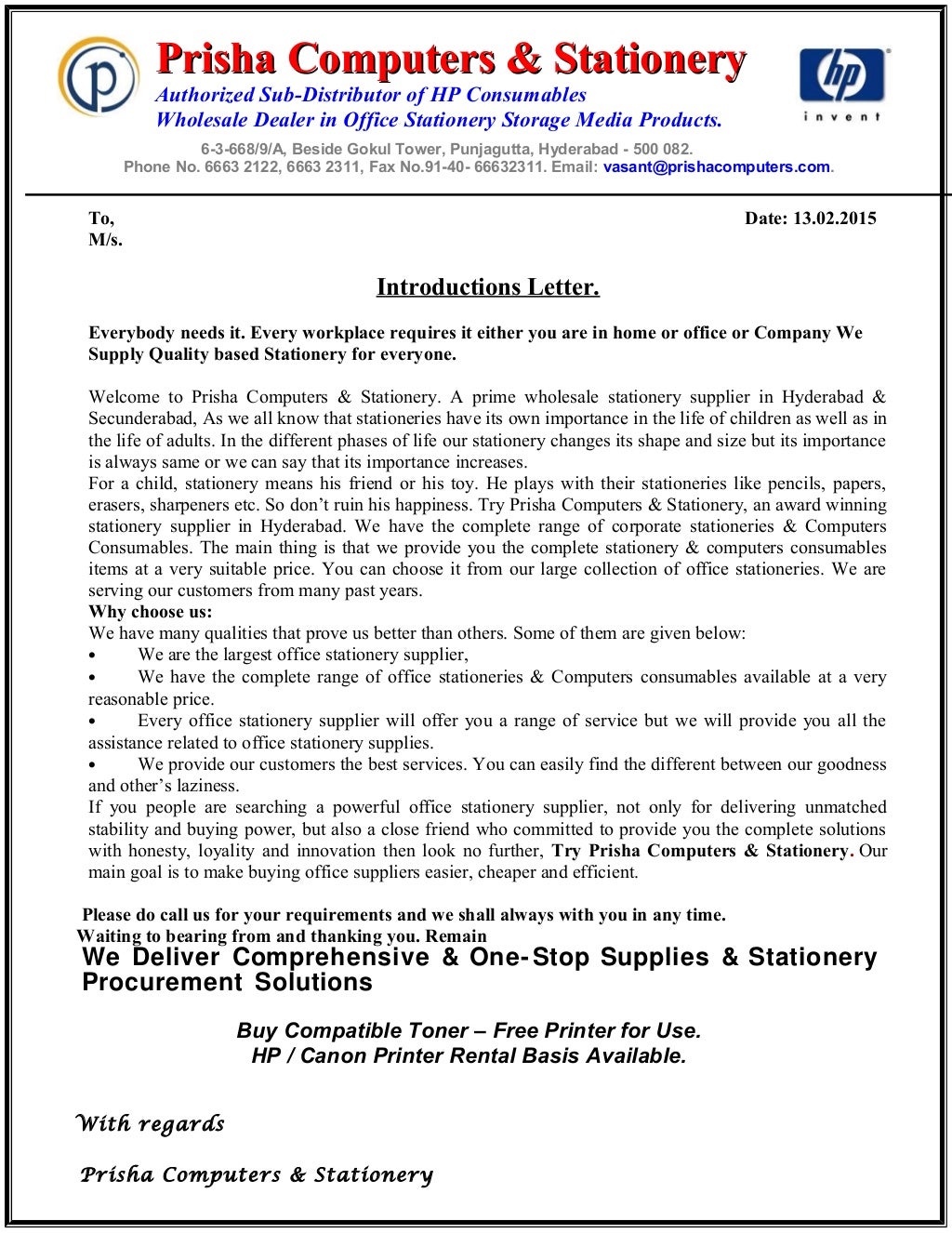 Stationery quotation