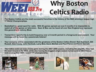 Why Boston
                                                      Celtics Radio
•   The Boston Celtics are the most success...