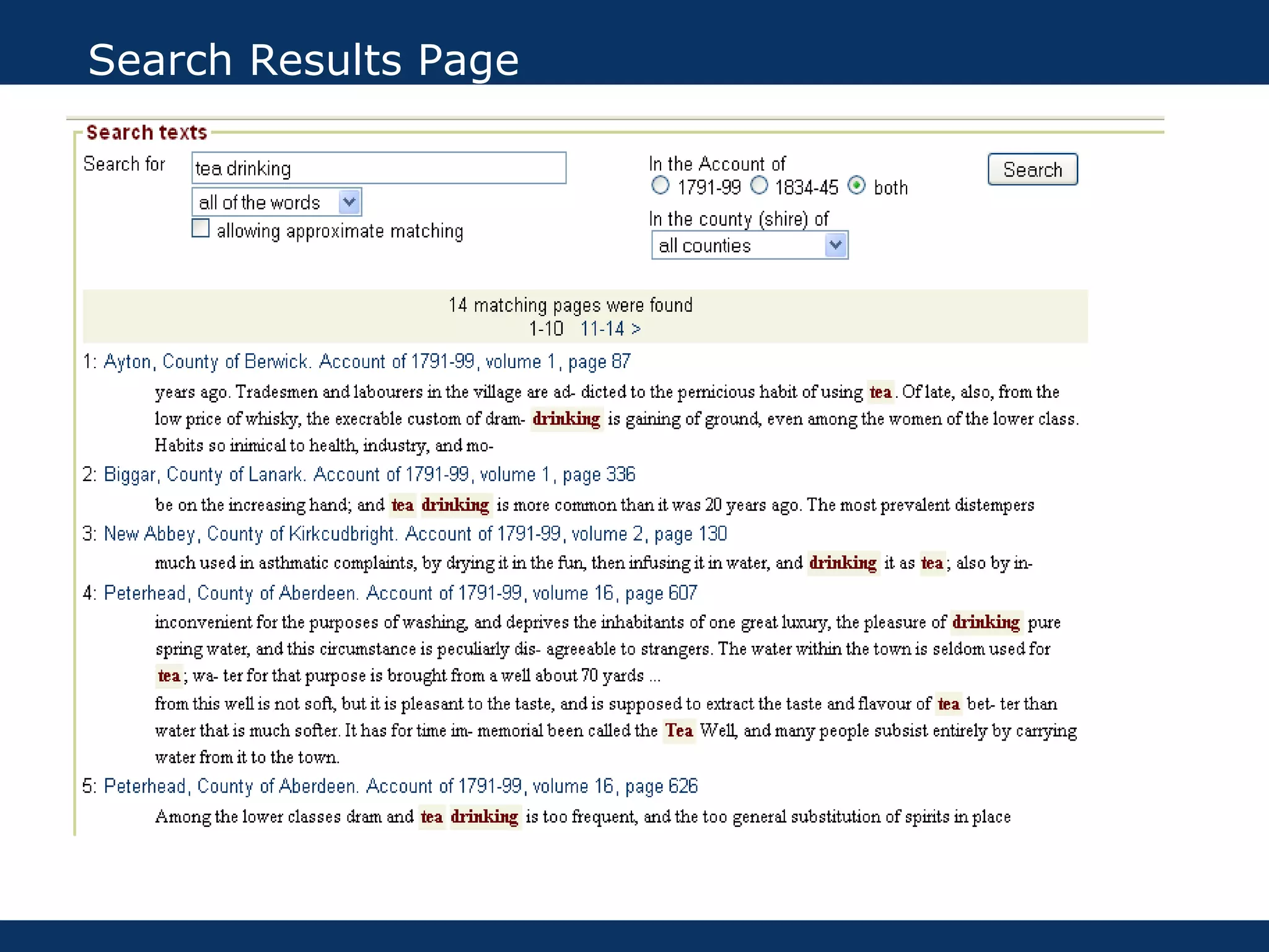 Search Results Page
 